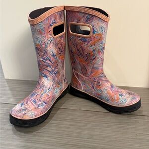 Bog Girls Pink Multi Swirl Waterproof Rain Boots size 3 or 35
